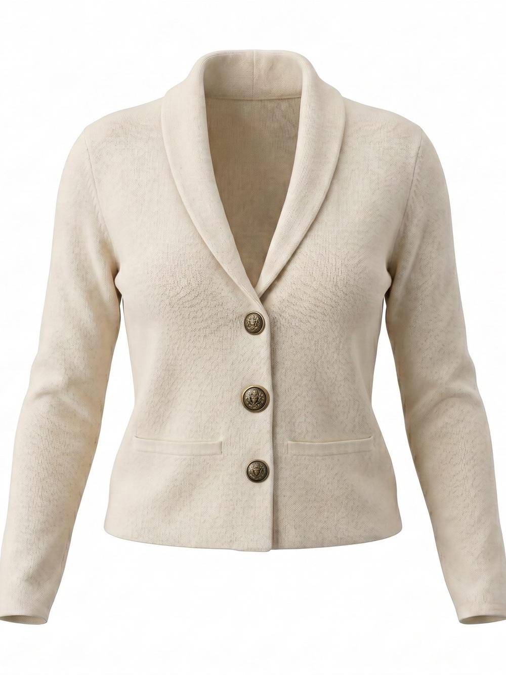 NEW: AQUA CASHMERE Cream Button-down Shawl Collar Cardigan 100% Cashmere
